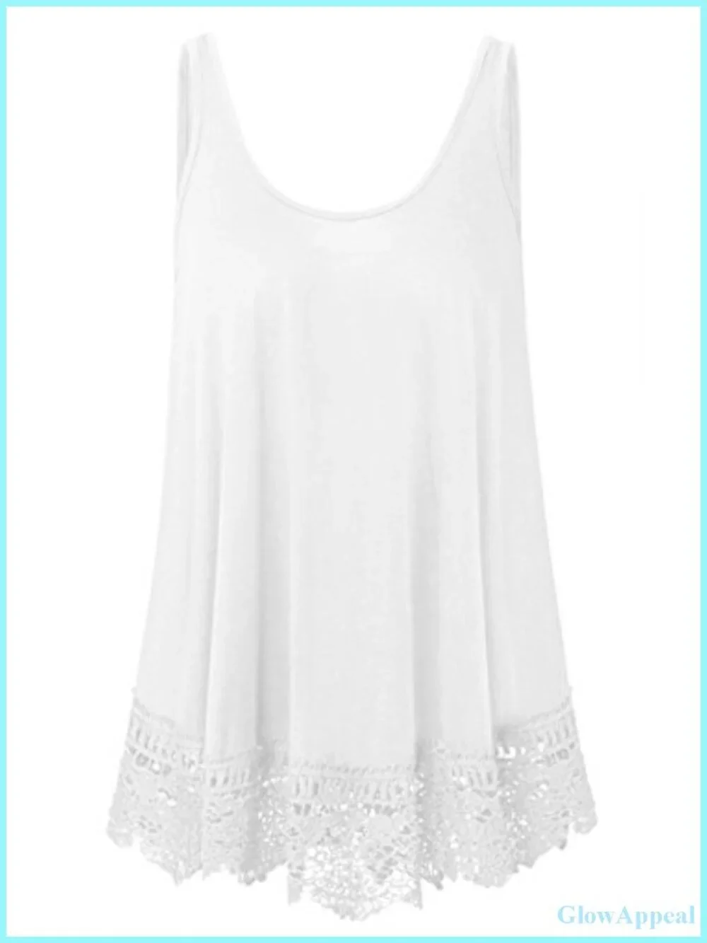 Plus Size Flowy Lace Trim Tank Top Sleeveless Rayon Spandex Tunic